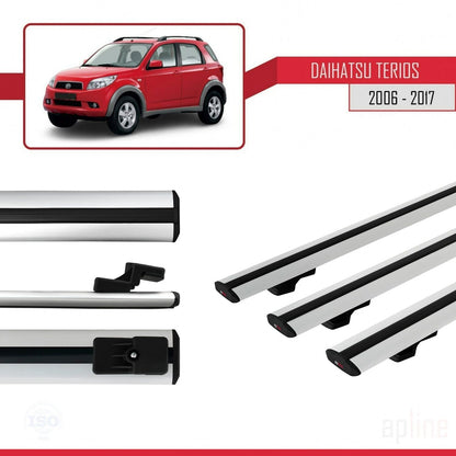 Compatible avec Daihatsu Terios 2 (J200) 2006-2017 BASIC Model Barres de Toit Railing Porte-Bagages de Voiture Gris Aluminium 3 Barres