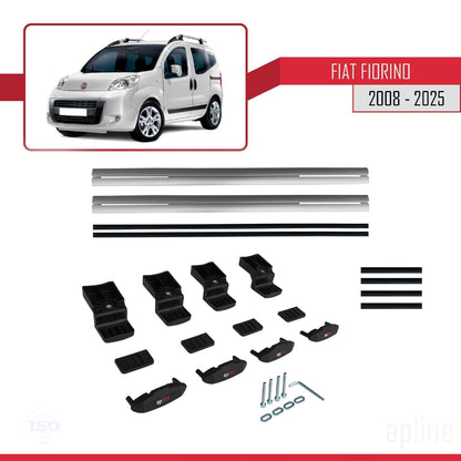 Compatible avec Fiat Fiorino 3 2008-2025 BASIC Model Barres de Toit Railing Porte-Bagages de Voiture Gris Aluminium 2 Barres