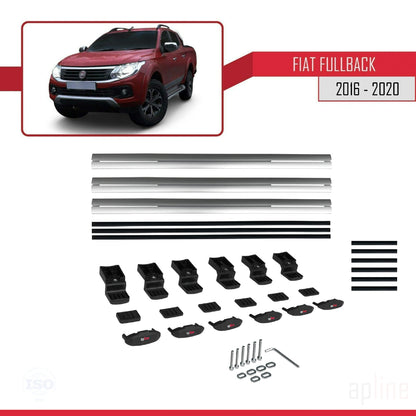 Compatible avec Fiat Fullback 2016-2020 BASIC Model Barres de Toit Railing Porte-Bagages de Voiture Gris Aluminium 3 Barres