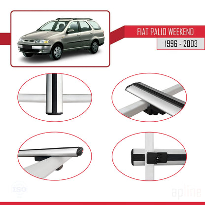 Compatible avec Fiat Palio (178) Weekend 1996-2003 BASIC Model Barres de Toit Railing Porte-Bagages de Voiture Gris Aluminium 2 Barres