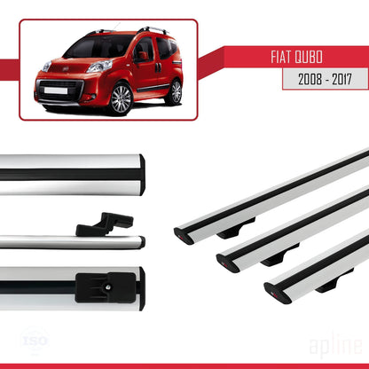 Compatible avec Fiat Qubo 2008-2017 BASIC Model Barres de Toit Railing Porte-Bagages de Voiture Gris Aluminium 3 Barres
