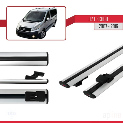 Compatible avec Fiat Scudo 2 2007-2016 BASIC Model Barres de Toit Railing Porte-Bagages de Voiture Gris Aluminium 2 Barres