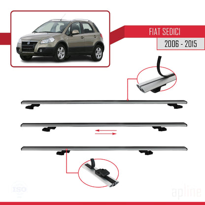 Compatible avec Fiat Sedici 2006-2015 BASIC Model Barres de Toit Railing Porte-Bagages de Voiture Gris Aluminium 3 Barres