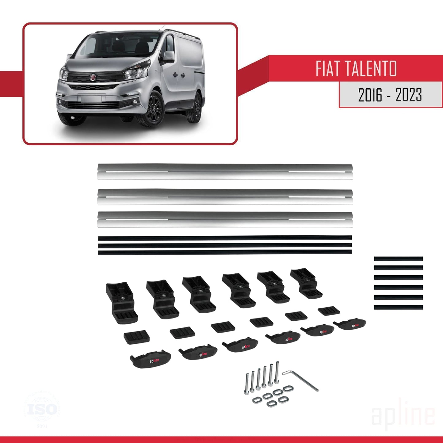 Compatible avec Fiat Talento 2016-2021 BASIC Model Barres de Toit Railing Porte-Bagages de Voiture Gris Aluminium 3 Barres