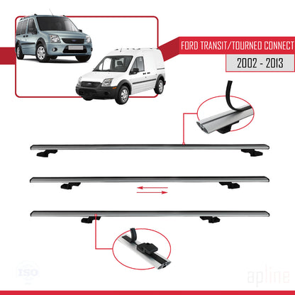 Compatible with Ford Transit/Tourneo Connect 2002-2013 BASIC Model Car Roof Rack Cross Bar Grey Aluminium 3 Bars
