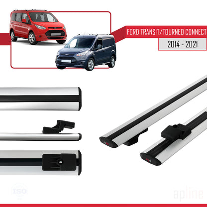 Compatible with Ford Transit/Tourneo Connect 2 2014-2021 BASIC Model Car Roof Rack Cross Bar Grey Aluminium 2 Bars