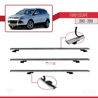 Compatible avec Ford Escape 3 2013-2019 BASIC Model Barres de Toit Railing Porte-Bagages de Voiture Gris Aluminium 2 Barres