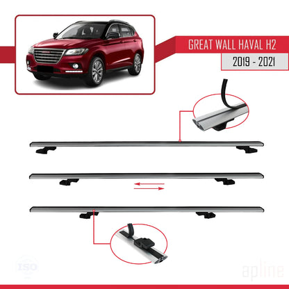 Compatible avec Great Wall Haval H2 2019-2021 BASIC Model Barres de Toit Railing Porte-Bagages de Voiture Gris Aluminium 2 Barres