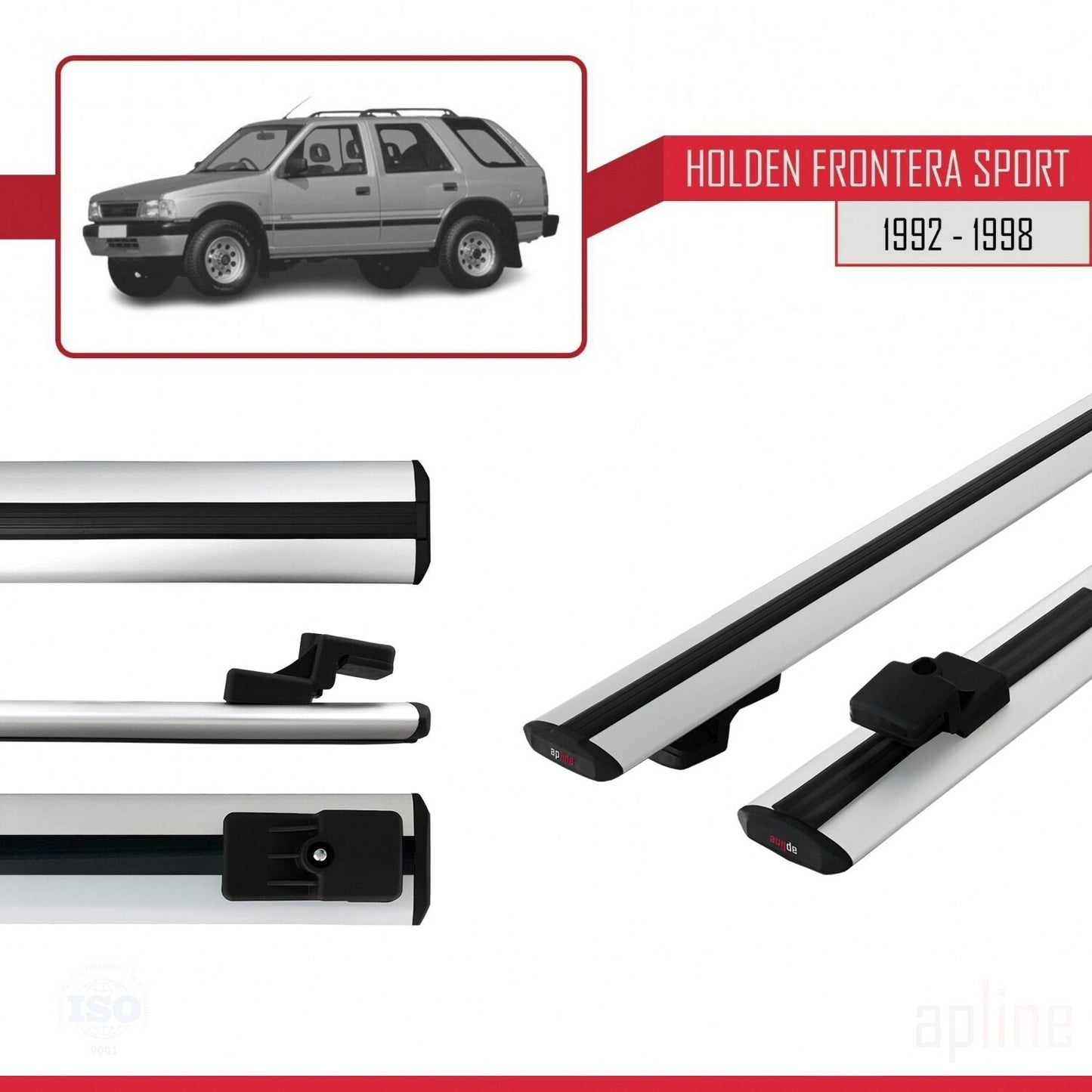 Compatible avec Holden Frontera Sport 1992-1998 BASIC Model Barres de Toit Railing Porte-Bagages de Voiture Gris Aluminium 2 Barres