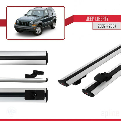 Compatible avec Jeep Liberty 2002-2007 BASIC Model Barres de Toit Railing Porte-Bagages de Voiture Gris Aluminium 2 Barres