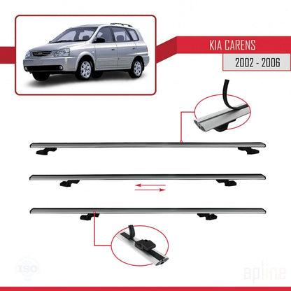 Compatible avec Kia Carens Post-Facelift 2002-2006 BASIC Model Barres de Toit Railing Porte-Bagages de Voiture Gris Aluminium 3 Barres
