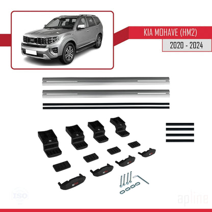 Compatible with Kia Mohave 2 (HM2) 2020-2024 BASIC Model Car Roof Rack Cross Bar Grey Aluminium 2 Bars