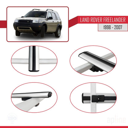 Compatible with Land Rover Freelander (L314) 1998-2006 BASIC Model Car Roof Rack Cross Bar Grey Aluminium 3 Bars