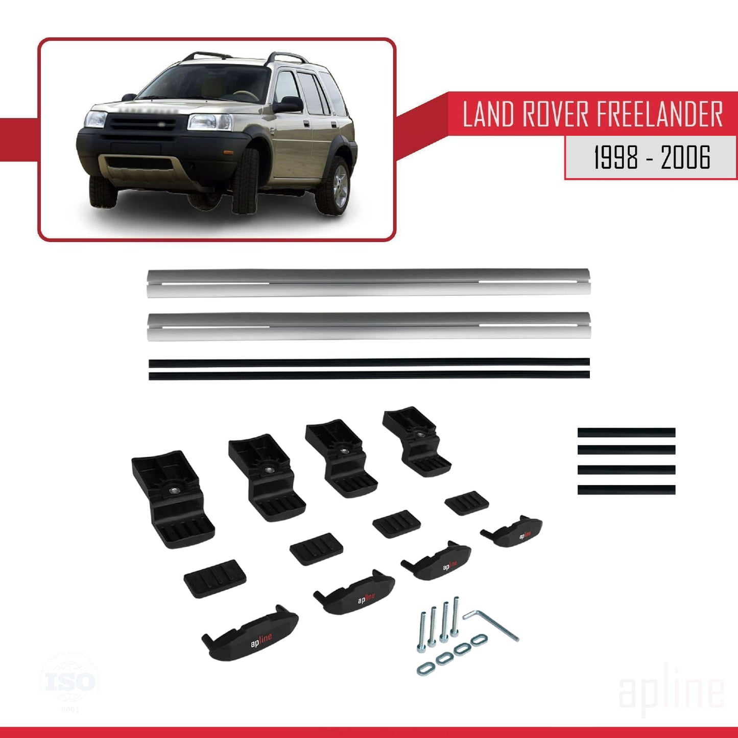 Compatible with Land Rover Freelander (L314) 1998-2006 BASIC Model Car Roof Rack Cross Bar Grey Aluminium 2 Bars