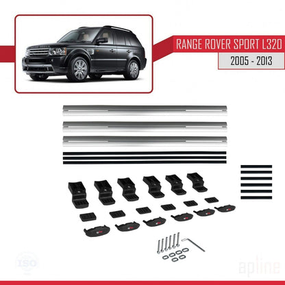 Compatible with Land Rover Range Rover Sport (L320) 2005-2013 BASIC Model Car Roof Rack Cross Bar Grey Aluminium 3 Bars
