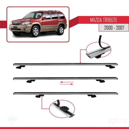 Compatible avec Mazda Tribute 2000-2007 BASIC Model Barres de Toit Railing Porte-Bagages de Voiture Gris Aluminium 2 Barres
