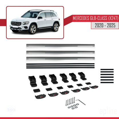 Compatible avec Mercedes Classe GLB (X247) 2020-2025 BASIC Model Barres de Toit Railing Porte-Bagages de Voiture Gris Aluminium 3 Barres