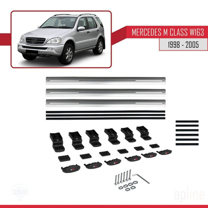 Compatible with Mercedes M Class (W163) 1998-2005 BASIC Model Car Roof Rack Cross Bar Grey Aluminium 3 Bars
