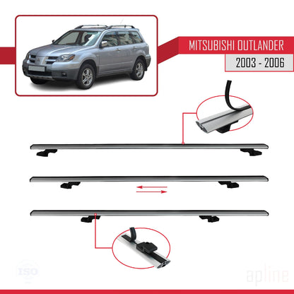 Compatible avec Mitsubishi Outlander 2003-2006 BASIC Model Barres de Toit Railing Porte-Bagages de Voiture Gris Aluminium 2 Barres