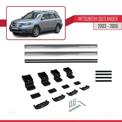 Compatible avec Mitsubishi Outlander 2003-2006 BASIC Model Barres de Toit Railing Porte-Bagages de Voiture Gris Aluminium 2 Barres
