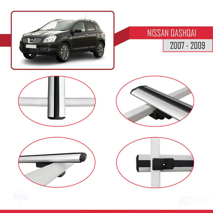 Compatible avec Nissan Qashqai (J10) Pre-Facelift 2007-2009 BASIC Model Barres de Toit Railing Porte-Bagages de Voiture Gris Aluminium 3 Barres