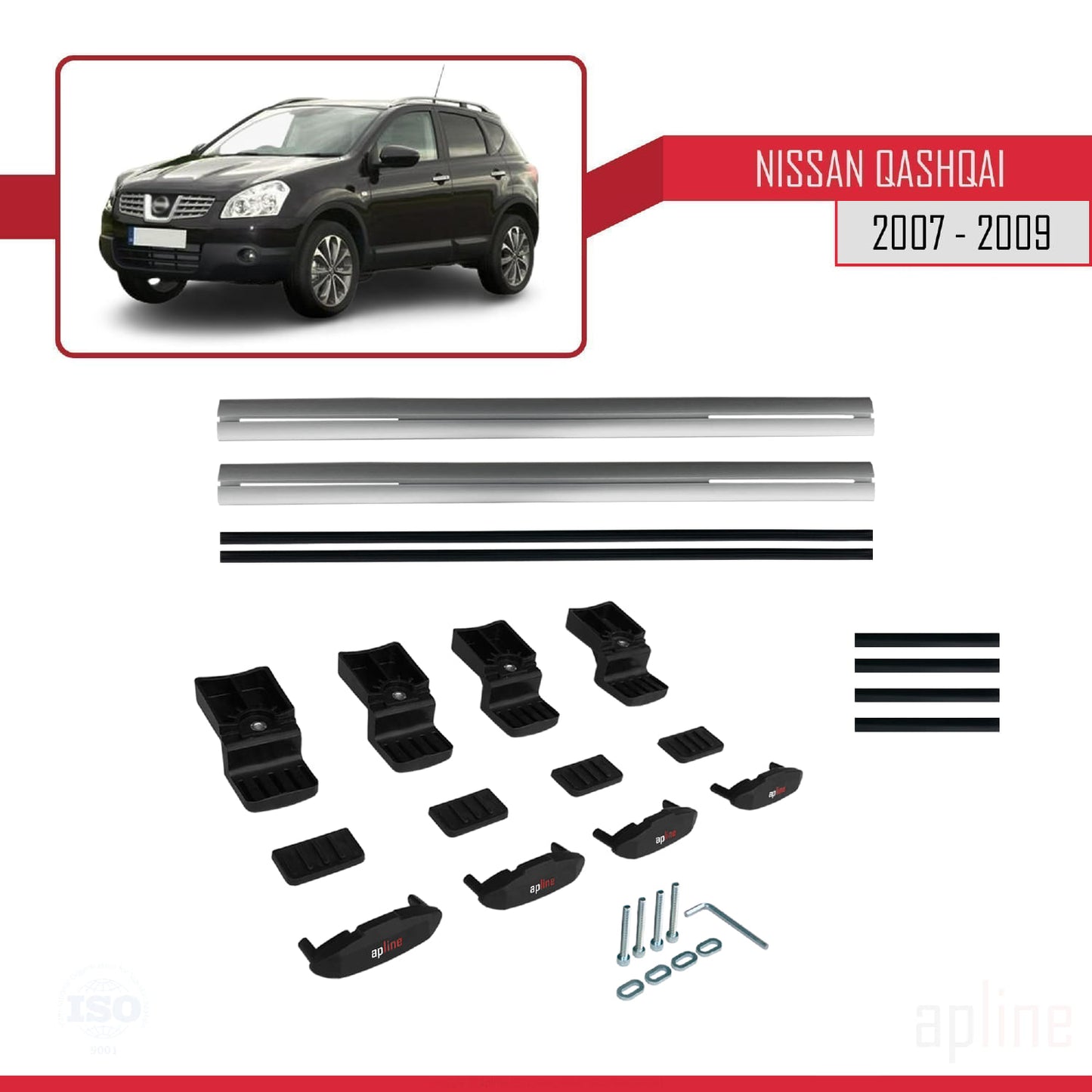 Compatible avec Nissan Qashqai (J10) Pre-Facelift 2007-2009 BASIC Model Barres de Toit Railing Porte-Bagages de Voiture Gris Aluminium 2 Barres