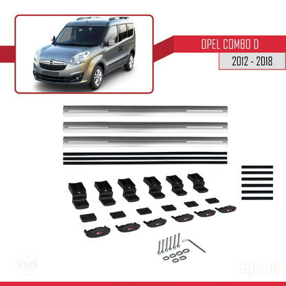 Compatible avec Opel Combo D 2012-2018 BASIC Model Barres de Toit Railing Porte-Bagages de Voiture Gris Aluminium 3 Barres
