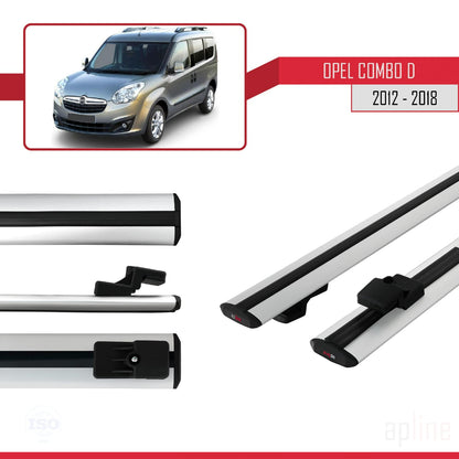 Compatible avec Opel Combo D 2012-2018 BASIC Model Barres de Toit Railing Porte-Bagages de Voiture Gris Aluminium 2 Barres