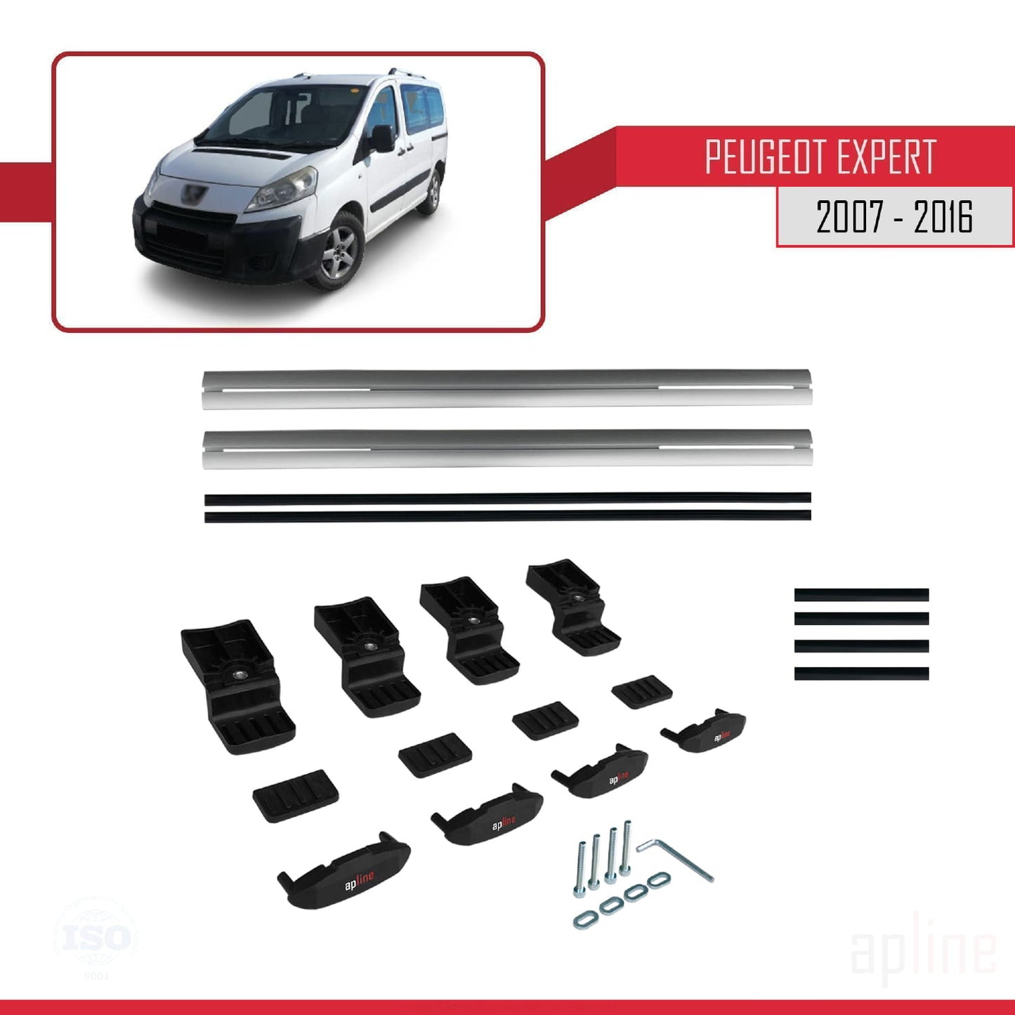 Compatible avec Peugeot Expert 2 2007-2016 BASIC Model Barres de Toit Railing Porte-Bagages de Voiture Gris Aluminium 2 Barres