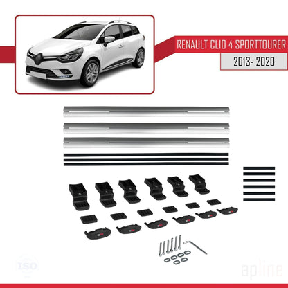 Compatible avec Renault Clio 4 ST 2013-2020 BASIC Model Barres de Toit Railing Porte-Bagages de Voiture Gris Aluminium 3 Barres