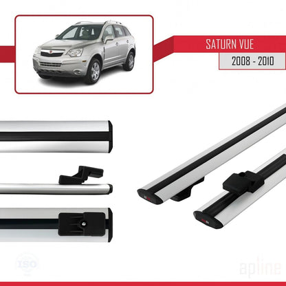 Compatible avec Saturn Vue 2 2008-2010 BASIC Model Barres de Toit Railing Porte-Bagages de Voiture Gris Aluminium 2 Barres