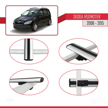 Compatible avec Skoda Roomster 2006-2015 BASIC Model Barres de Toit Railing Porte-Bagages de Voiture Gris Aluminium 3 Barres