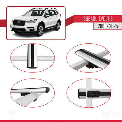 Compatible avec Subaru Evoltis 2019-2025 BASIC Model Barres de Toit Railing Porte-Bagages de Voiture Gris Aluminium 3 Barres