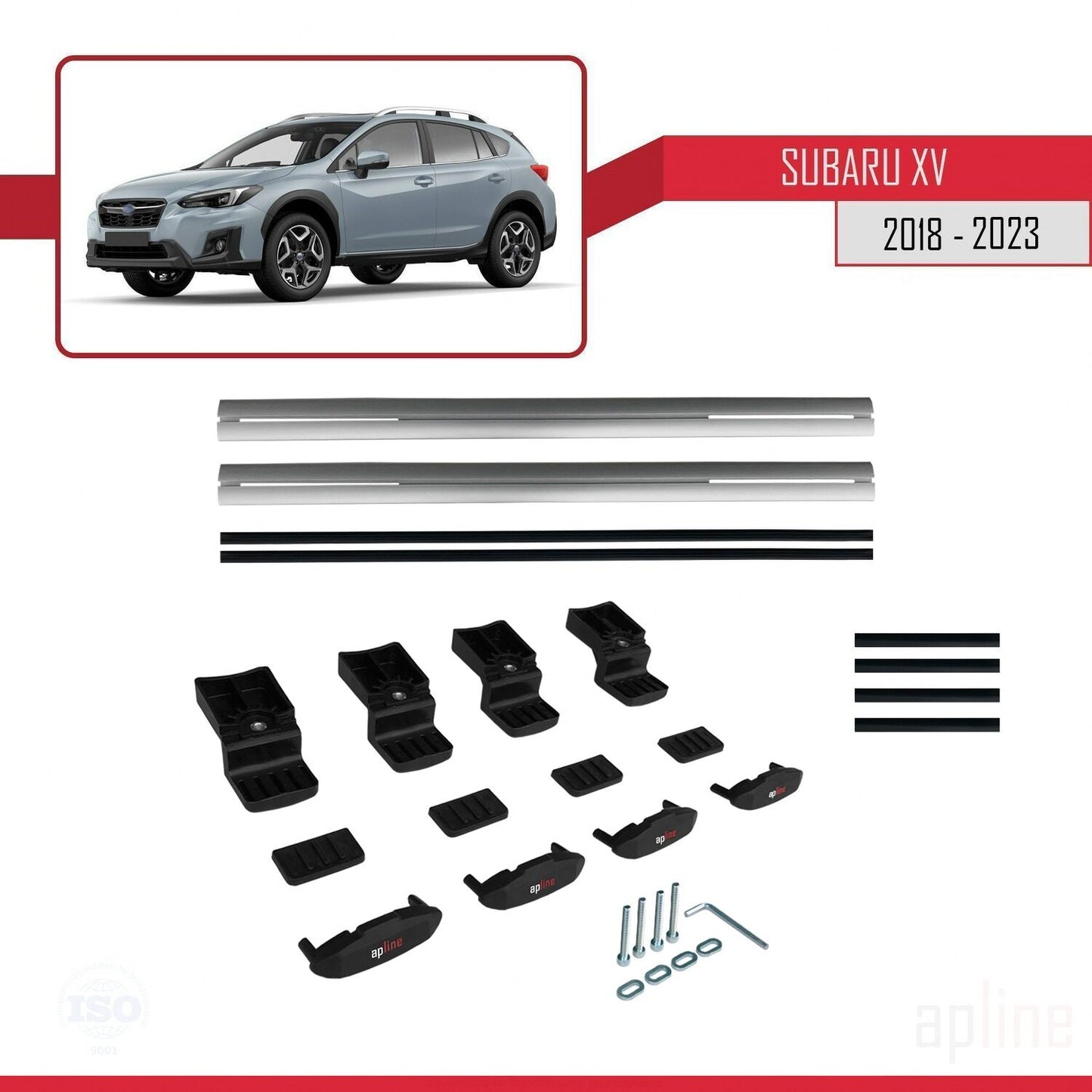 Compatible avec Subaru XV 2 2018-2023 BASIC Model Barres de Toit Railing Porte-Bagages de Voiture Gris Aluminium 2 Barres