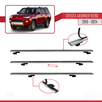 Compatible avec Toyota 4Runner (N280) 2010-2024 BASIC Model Barres de Toit Railing Porte-Bagages de Voiture Gris Aluminium 2 Barres