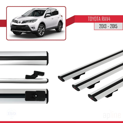 Compatible avec Toyota RAV4 IV (XA40) Pre-Facelift 2013-2015 BASIC Model Barres de Toit Railing Porte-Bagages de Voiture Gris Aluminium 3 Barres