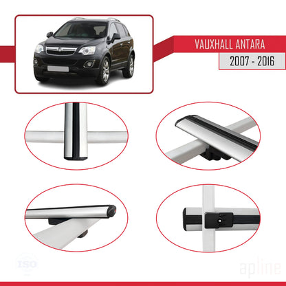 Compatible avec Vauxhall Antara 2007-2016 BASIC Model Barres de Toit Railing Porte-Bagages de Voiture Gris Aluminium 2 Barres