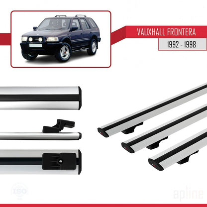 Compatible avec Vauxhall Frontera 1992-1998 BASIC Model Barres de Toit Railing Porte-Bagages de Voiture Gris Aluminium 3 Barres