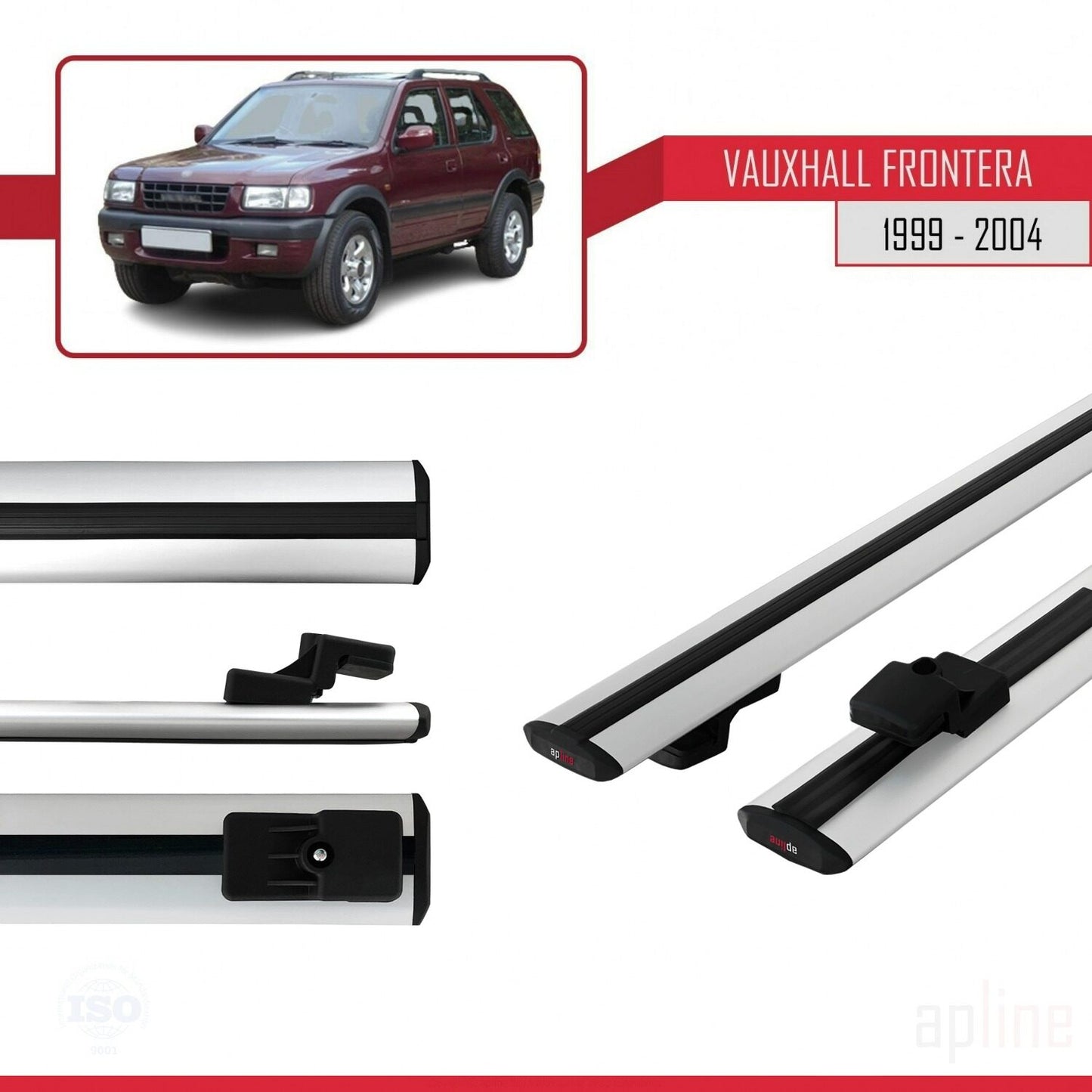 Compatible avec Vauxhall Frontera 2 1999-2004 BASIC Model Barres de Toit Railing Porte-Bagages de Voiture Gris Aluminium 2 Barres