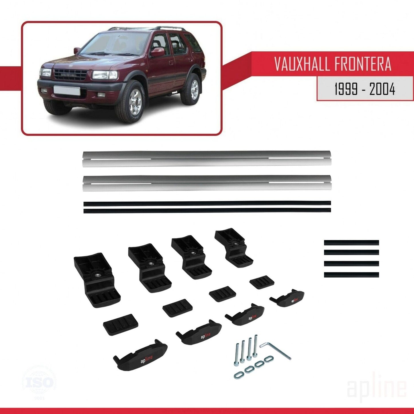 Compatible avec Vauxhall Frontera 2 1999-2004 BASIC Model Barres de Toit Railing Porte-Bagages de Voiture Gris Aluminium 2 Barres