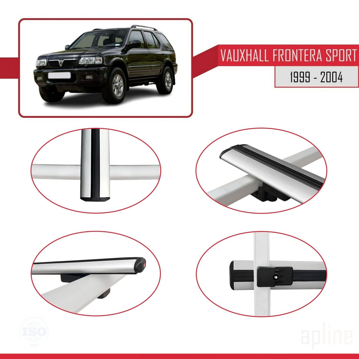 Compatible avec Vauxhall Frontera 2 Sport 1999-2004 BASIC Model Barres de Toit Railing Porte-Bagages de Voiture Gris Aluminium 3 Barres