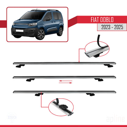 Compatible avec Fiat Doblo 3 2023-2025 BASIC Model Barres de Toit Railing Porte-Bagages de Voiture Gris Aluminium 3 Barres