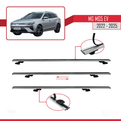 Compatible avec MG 5 EV 2022-2025 BASIC Model Barres de Toit Railing Porte-Bagages de Voiture Gris Aluminium 3 Barres