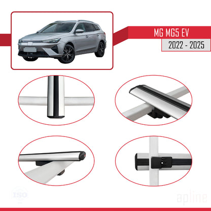 Compatible avec MG 5 EV 2022-2025 BASIC Model Barres de Toit Railing Porte-Bagages de Voiture Gris Aluminium 2 Barres