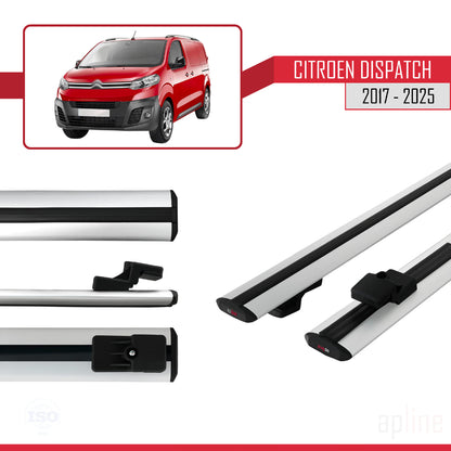 Compatible avec Citroen Dispatch (K0) 2017-2025 BASIC Model Barres de Toit Railing Porte-Bagages de Voiture Gris Aluminium 2 Barres