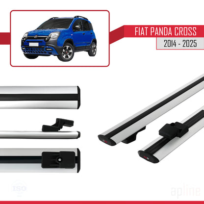 Compatible avec Fiat Panda Cross 2014-2025 BASIC Model Barres de Toit Railing Porte-Bagages de Voiture Gris Aluminium 2 Barres