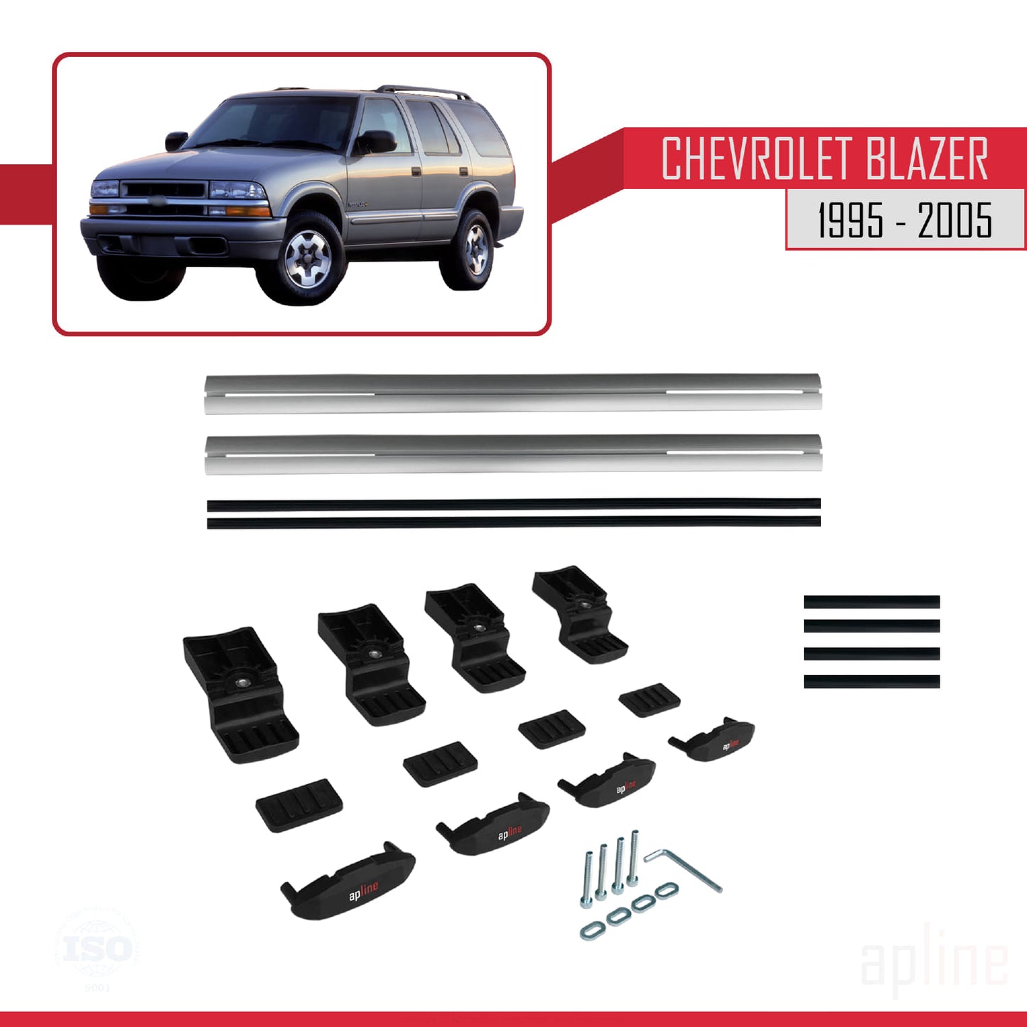Compatible avec Chevrolet Blazer 1995-2005 BASIC Model Barres de Toit Railing Porte-Bagages de Voiture Gris Aluminium 2 Barres