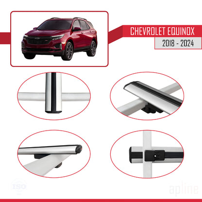 Compatible avec Chevrolet Equinox 2018-2024 BASIC Model Barres de Toit Railing Porte-Bagages de Voiture Gris Aluminium 2 Barres