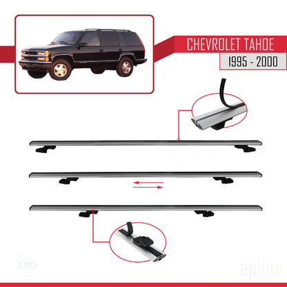 Compatible avec Chevrolet Tahoe 1995-2000 BASIC Model Barres de Toit Railing Porte-Bagages de Voiture Gris Aluminium 4 Barres