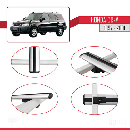 Compatible with Honda CR-V 1997-2001 BASIC Model Car Roof Rack Cross Bar Grey Aluminium 2 Bars